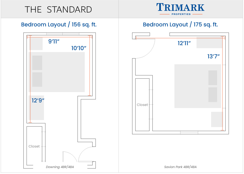The Standard at Gaineville vs Trimark Bedroom Comparison