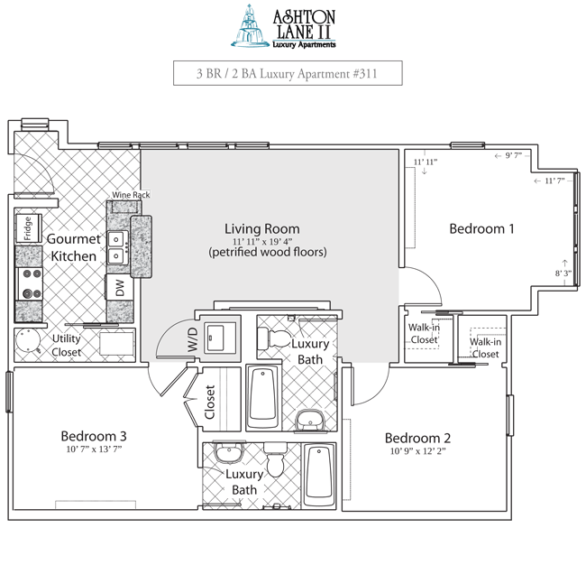 Ashton Lane Phase II 3 Bedroom/2 Bathroom Gainesville Apartments