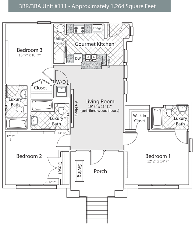 Ashton Lane Phase II 3 Bedroom/3 Bathroom Gainesville Apartments