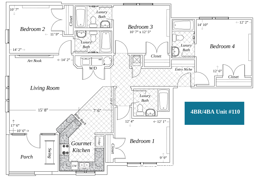 Ashton Lane Phase II 4 Bedroom/4 Bathroom Gainesville FL Apartments